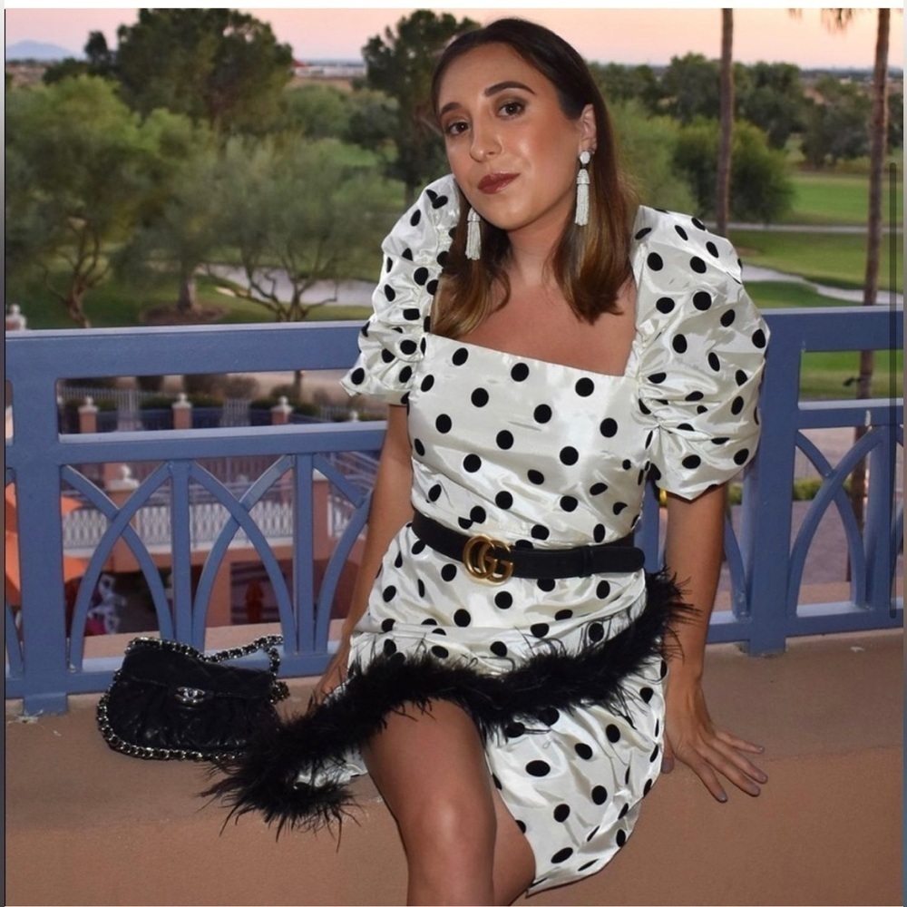New! LPA Hailey Dress Black & White Polka Dots Mini Feather Dress 🖤 Small - Picture 9 of 15